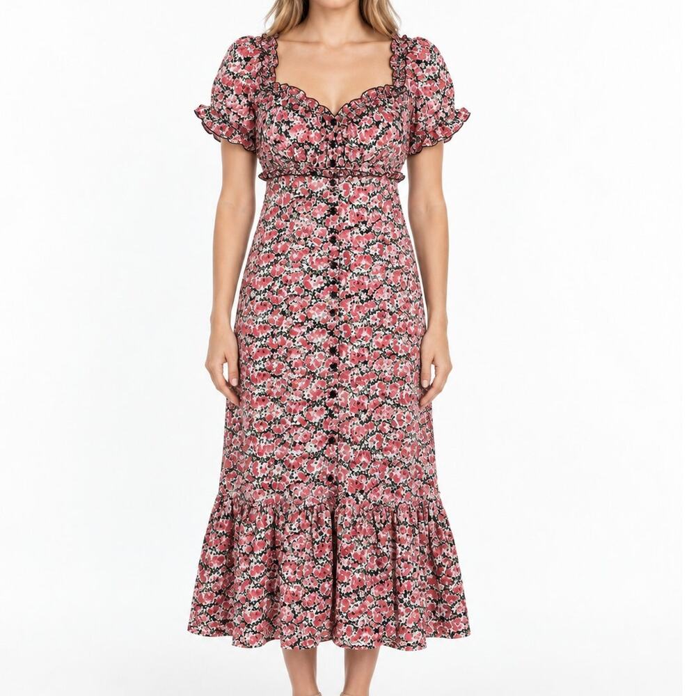 Dress Forum LA Floral Puff Sleeve Maxi Dress M